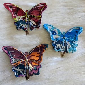 3 Handmade Upcycled Aluminum Butterfly Hair